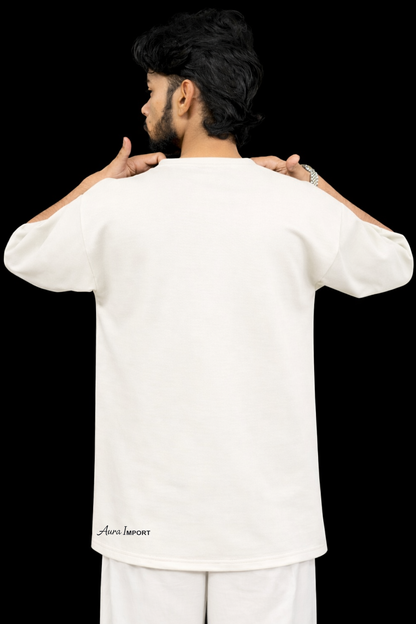 New Kurta Design T-Shirt | DownShoulder Oversized Fit | white