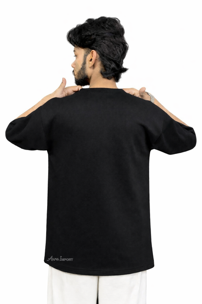 New Kurta Design T-Shirt | DownShoulder Oversized Fit | black